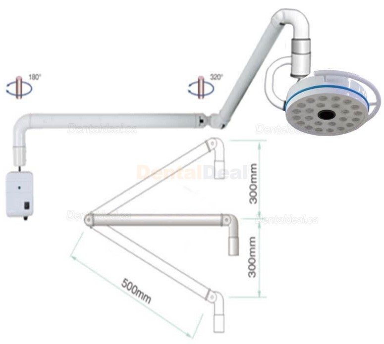72W Wall-Mounted Dental Surgical Lamp 24 LEDs Dental Shadowless Operating Light